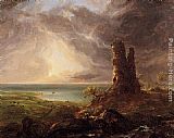 Romantic Landscape with Ruined Tower by Thomas Cole